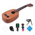 thumbnail image 1 of Ukulele de 23 pulgadas con forma de piña, cuerpo de madera de caoba, diapasón de palisandro, incluye estuche, afinador, cuerdas, púas, correa, cejilla y paño de limpieza. Ideal para principiantes y, 1 of 6