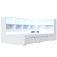 thumbnail image 4 of Noble House Corvella Twin XL to King Expandable Daybed with Storage Drawers, Open Shelves, LED and USB, White, 4 of 8