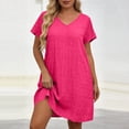 thumbnail image 4 of Nkmbld Women's Dress Plus Size Casual Solid Short Sleeved V-Neck Dress, 4 of 5