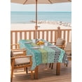 thumbnail image 2 of Outdoor Tablecloths with Umbrella Hole & Zipper, Teal Black Boho Rectangle Tablecloth 52x70 Inch, Vintage Ethnic Tribe Abstract Art Waterproof Table Cloth, Patio/Pool/Picnic Table Covers, 2 of 8
