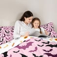 thumbnail image 4 of Feelyou Spooky Pink Bat Twin Comforter Sets, Happy Halloween Animal Bedding Set, Halloween Reversible, 2-Piece, 1 Comforter and 2 Pillowcases, 4 of 7