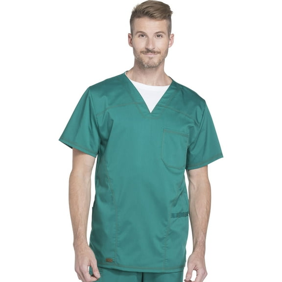 Dickies Essence Medical Scrubs Top for Men V-Neck DK630, XS, Hunter Green