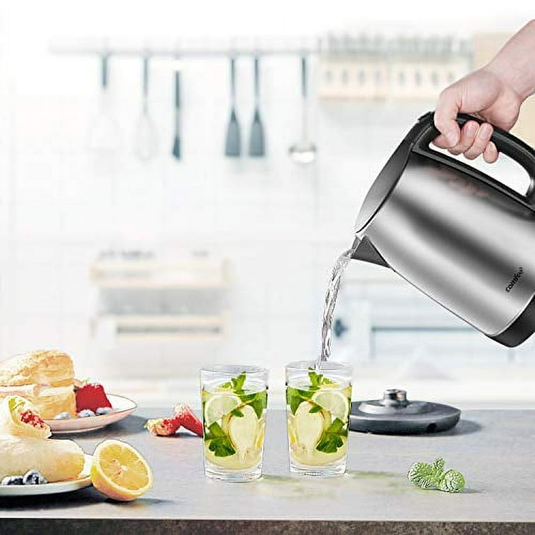 Comfee 1.7L Stainless Steel Electric Tea Kettle, BPA-Free Hot Water Boiler,  Cordless with LED Light, Auto Shut-Off and Boil-Dry Protection, 1500W Fast  Boil, 8.66*5.91*9.65inch 