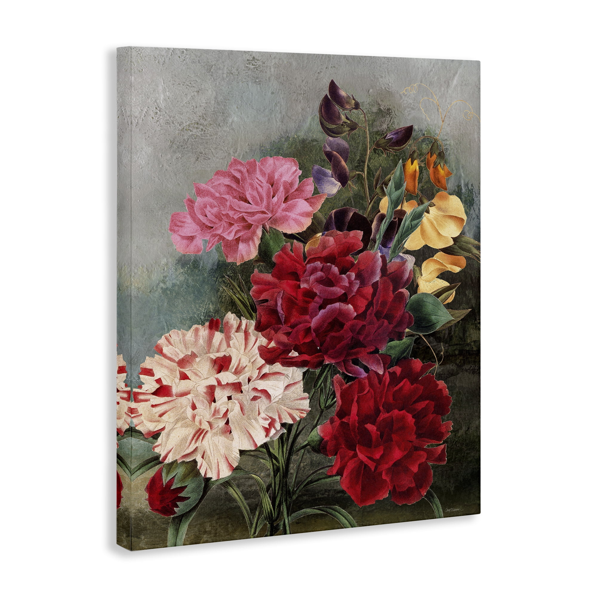 Stupell Industries Vintage Geranium Blooms Botanical & Floral Painting Gallery Wrapped Canvas Art Print Wall Art, 16 x 20