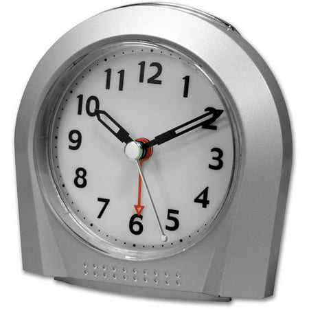 Equity Silver Silent Sweep Analog Alarm Clock