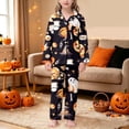 thumbnail image 4 of Kids Girl Halloween Pajamas Set 2Pcs Soft Silky Comfortabl Pjs Long Sleeve Button-Down Loungewear, 4 of 6