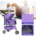 thumbnail image 5 of CL.HPAHKL Folding Dog Stroller, Pet Stroller for Small Medium Dogs & Cats, 3 Wheels Dog Stroller Travel Carrier with Storage Basket & Cup Holder,Purple, 5 of 7