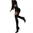 thumbnail image 5 of hirigin Women's Bodycon Mini Dress, Long Sleeve Mock Neck Cutout Club Dress with Metal Chain, 5 of 9