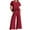Red, variant on Tbopshirt Women's 2 Piece Outfits Women's Summer Suit Fashion Short Sleeve Solid Color Trousers Casual Two-Piece Suit Wide Leg Pants