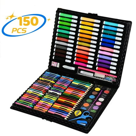 Topboutique Art Set for Kids,Portable Art Supplies Drawing Set,150 Piece Painting & Drawing Supplies Kit,with Markers/Watercolor Cakes/Color Pencils and so on,Ideal Gift for Christmas New Year