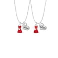 thumbnail image 2 of Delight Jewelry Silvertone Red Dress Mother & Daughter Heart Necklaces (Set of 2), 19"+2", 2 of 4