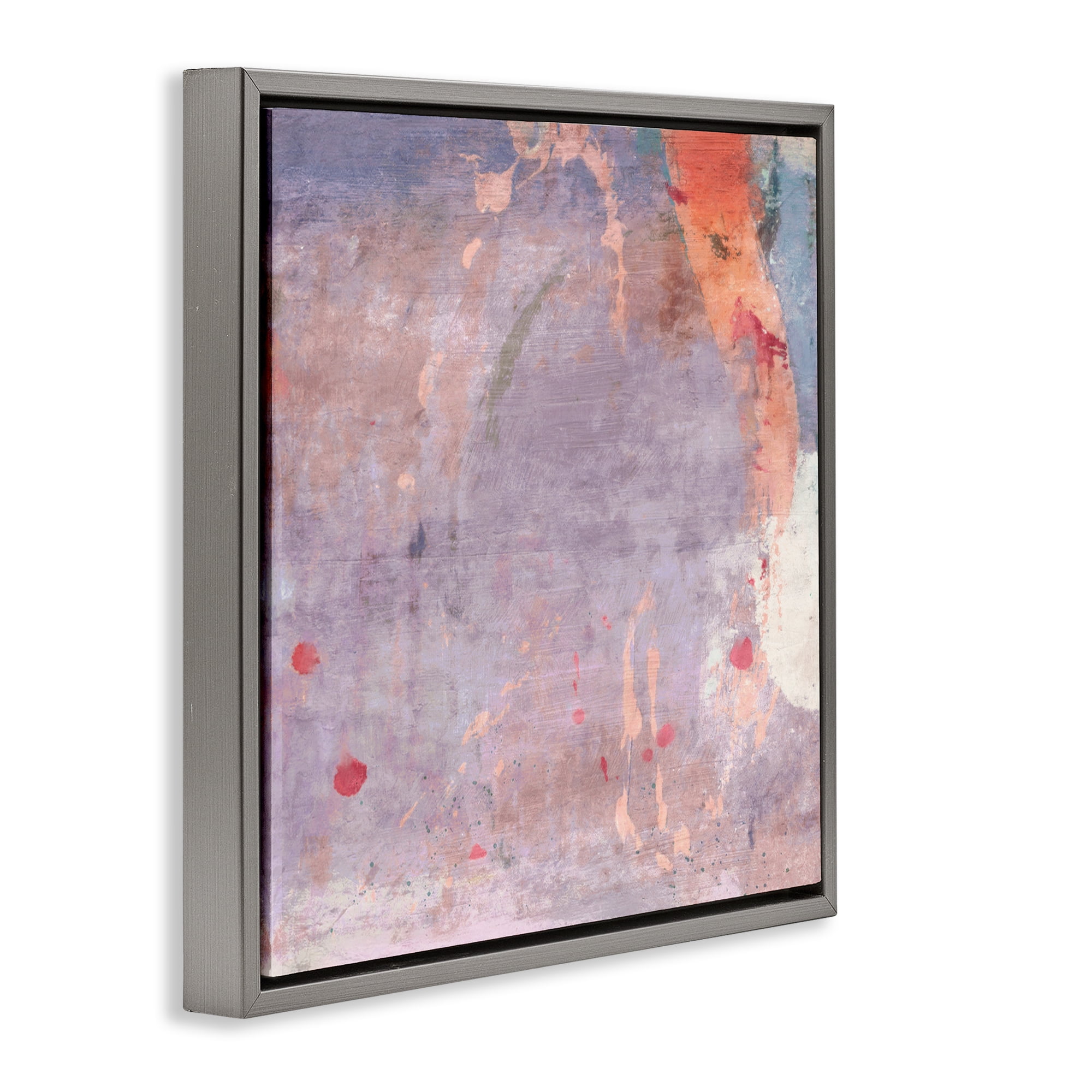 Stupell Industries Abstract Purple Ombre Abstract Painting Gray Floater Framed Canvas Art Print Wall Art, 18 x 18