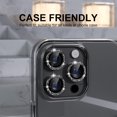 thumbnail image 4 of Allytechgroup Compatible for Apple iPhone 15 Pro Max Camera Lens Protector Bling, 9H Tempered Glass Camera Cover Screen Protector Metal Ring Decoration Accessories, Black, 4 of 5