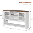 thumbnail image 2 of 53" Kitchen Buffet Sideboard Cabinet - Coffee Bar Table with 2 Glass Doors and 3 Shelves, Modern Storage Cabinet for Living Room, Entryway, Dining Room, White, 2 of 7