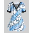 thumbnail image 1 of Camiseta de Talla Extra con Escote Pico con Estampado Mixto Rosegal Camisetas tallas grandes, 1 of 5