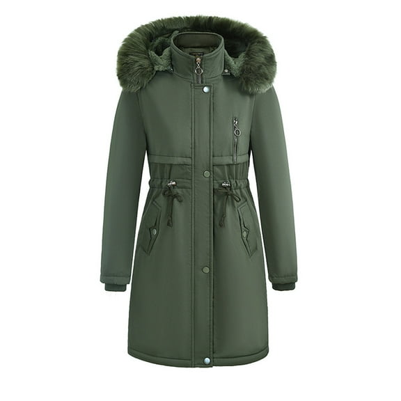 Winter Warm Coats for Womens Fashion Plus Size Solid Color Zipper Long Sleeve Hooded Pocket Sweater Coat Jacket