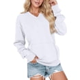 thumbnail image 2 of Akmaiox Long Sleeve Shirts for Women, Oversized Casual V Neck Solid Color Pullover Sweatshirts with Pockets, Fall Winter Basics Layer Going Out Tops S-2XL, 2 of 5
