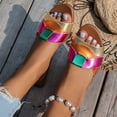 thumbnail image 4 of Slides for Women Fashion Splice Open Toe Sandals Casual Summer Beach Flat Shoes Comfortable Soft Leather Slip on Slippers Pink Size 8, 4 of 7