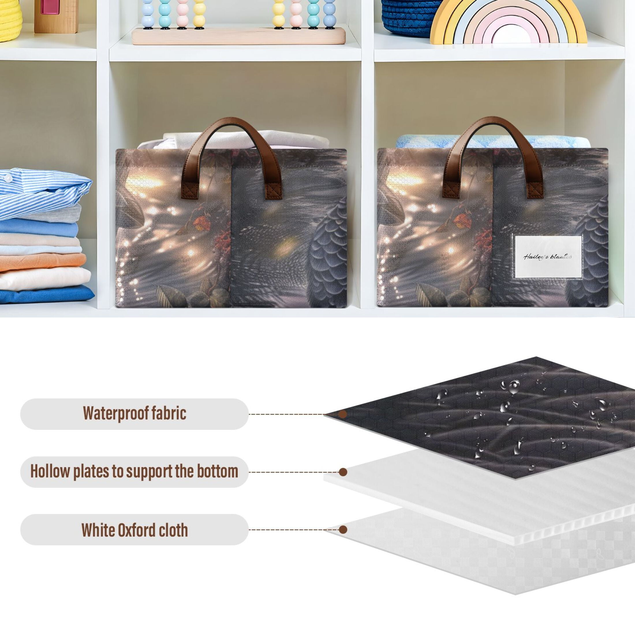 Black Swan Storage Bins with Handles Foldable Storage Baskets for Shelves Organizer Cloth Baskets