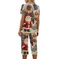 thumbnail image 3 of Lorytime Women Pjs Sets Christmas Santa Claus Short Sleeved Crew Neck Button Down Shirt Capri Pants Cozy Winter Sleepwear, 3 of 5