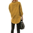 thumbnail image 3 of Grianlook Ladies Denim Shirts Long Sleeve Blouse Lapel Neck Tops Women Loose Jean Shirt Single Breasted Button Down Tunic Yellow S, 3 of 6