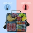 thumbnail image 3 of Tirrinia Insulated Lunch Box for Men Women, Leakproof Thermal Bento Lunch Bag Cooler Tote, Dual Compartment with Shoulder Strap, 10.3" x 7.5" x 8.6", Dark Blue, 3 of 8