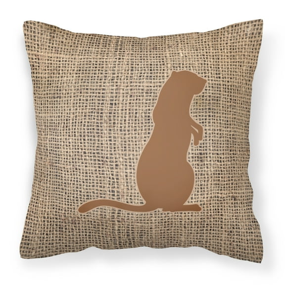 Carolines Treasures BB1118-BL-BN-PW1818 Meerkat Burlap and Brown   Canvas Fabric Decorative Pillow BB1118 18H x18W