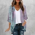 thumbnail image 2 of Cmfcve Chiffon Kimono Cardigans for Women Floral Print Puff Sleeve Blouses Flowy Loose Casual Cover Up Tops, 2 of 5