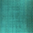 thumbnail image 1 of Ahgly Company Machine Washable Indoor Square Oriental Turquoise Blue Industrial Area Rugs, 4' Square, 1 of 4
