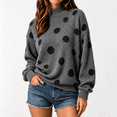 thumbnail image 2 of Polka Dot Sweaters for Women Crewneck Casual Knitted Sweater Long Sleeve Waffle Mock Neck Fall Winter Pullover Top, 2 of 7