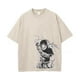 thumbnail image 5 of Camiseta de manga corta para hombre, ropa de calle lavada, color blanco albaricoque, de gran tamaño, con estampado gráfico de Anime japonés, de algodón, de verano, 5 of 5