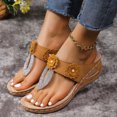 thumbnail image 4 of Women's Plus Size Summer Casual Solid Color Flip-flops Beach Wedge Fish Mouth Sandals Summer Sandals Orange 42, 4 of 6