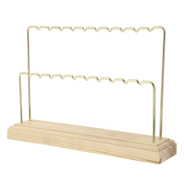 Pendientes de joyería de barra de hierro minimalista Pantalla de estante de madera base de joyería de madera