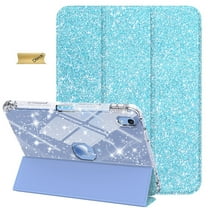 Dteck Smart Case for iPad iPad (A16) 11th Generation 11-inch 2025, iPad 10th Generation 10.9-inch 2022,Glittering Sparkly Shockproof Cover with Sparkly Crystal Clear Back and Pencil Holder,Blue