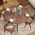 thumbnail image 5 of Hawsaiy 47" Round Dining Table for 4-6, Modern Farmhouse Kitchen Table with Metal Legs, Wood Circle Dinner Table for Kitchen & Dining Room, Walnut, 5 of 8
