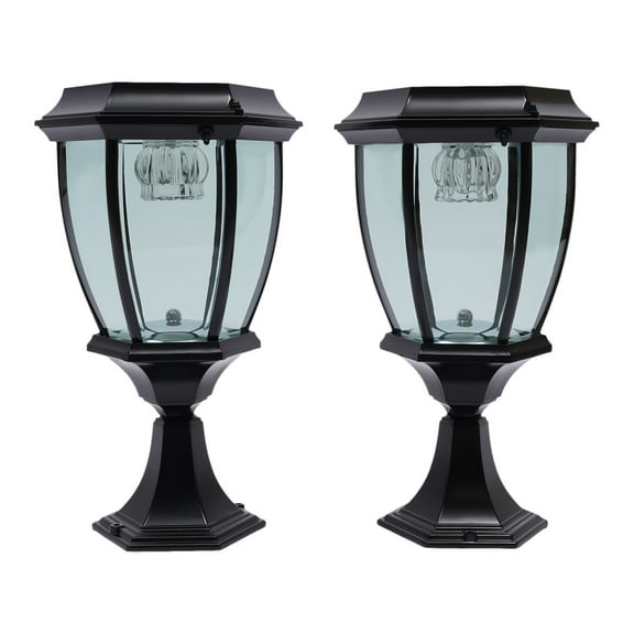 2-Pack Solar LED Post Light Lamp Yard Driveway Fence Outdoor Pillar Lights Solar Lamp Black
