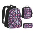 thumbnail image 2 of Naloa cute Skull rainbow mushroom Print Large Capacity Backpack Lunch Bag Pencil Case Combination 3 Piece Set for Student, 2 of 8