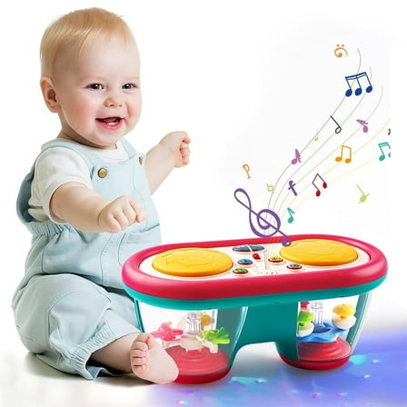 Style-Carry Baby Toys for 6-12 Months, Toddler Musical Instruments Toys, Rotating Light Up Learning Toys, Drum Toy for 1 Year Old Boys Girls