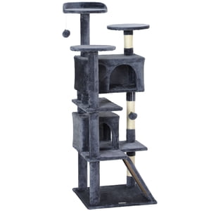 54" Arbre de chat, Tour de chat multi-niveaux avec des poteaux de Scratching, Condos de chat , Lit , Plateformes , Ramp , Toy Ball , Gris foncé