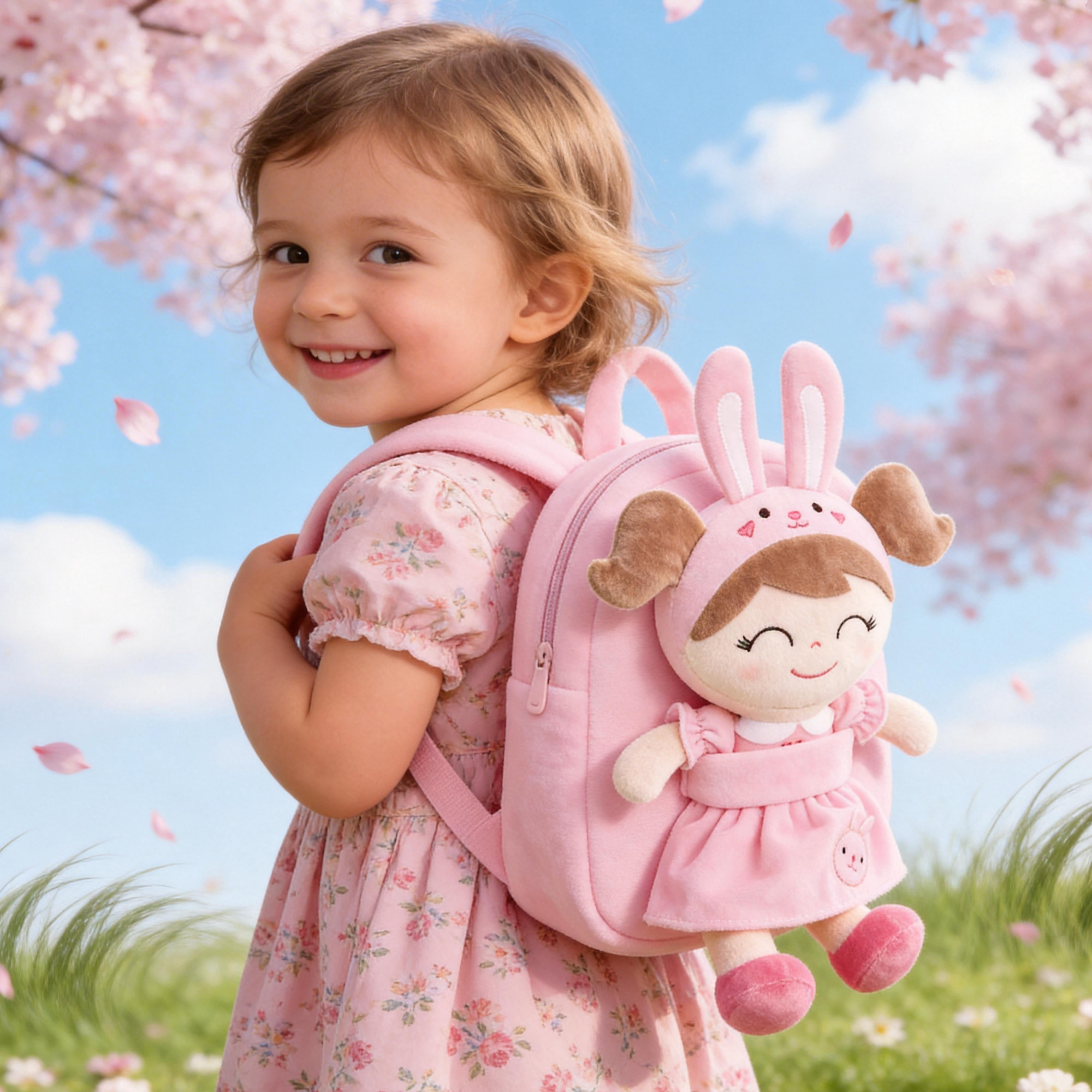Gloveleya Toddler Doll Bunny Plush Kids Doll Toddler Dolls Girl Stuffed Rabbit Toys Pink Pocket 9"