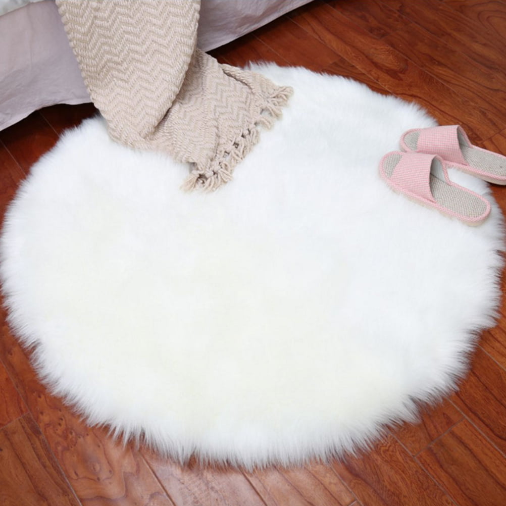 Details about   NATURAL WOOL WHITE ROUND SHAPE SHAGGY FLOOR RUG 30cm 