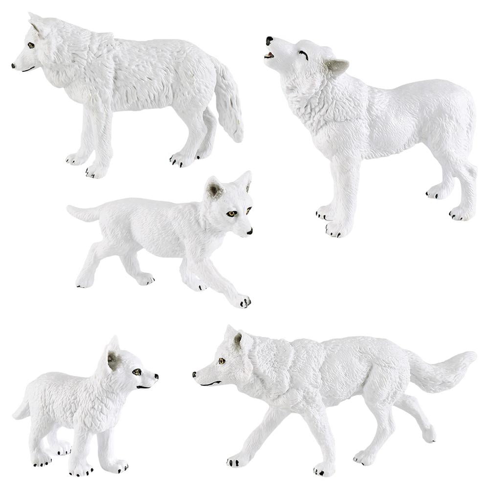 TAONMEISU 5 Pieces Wolf Toy Figurines Set Realistic Arctic Wolf Animals Figures Miniature Toys