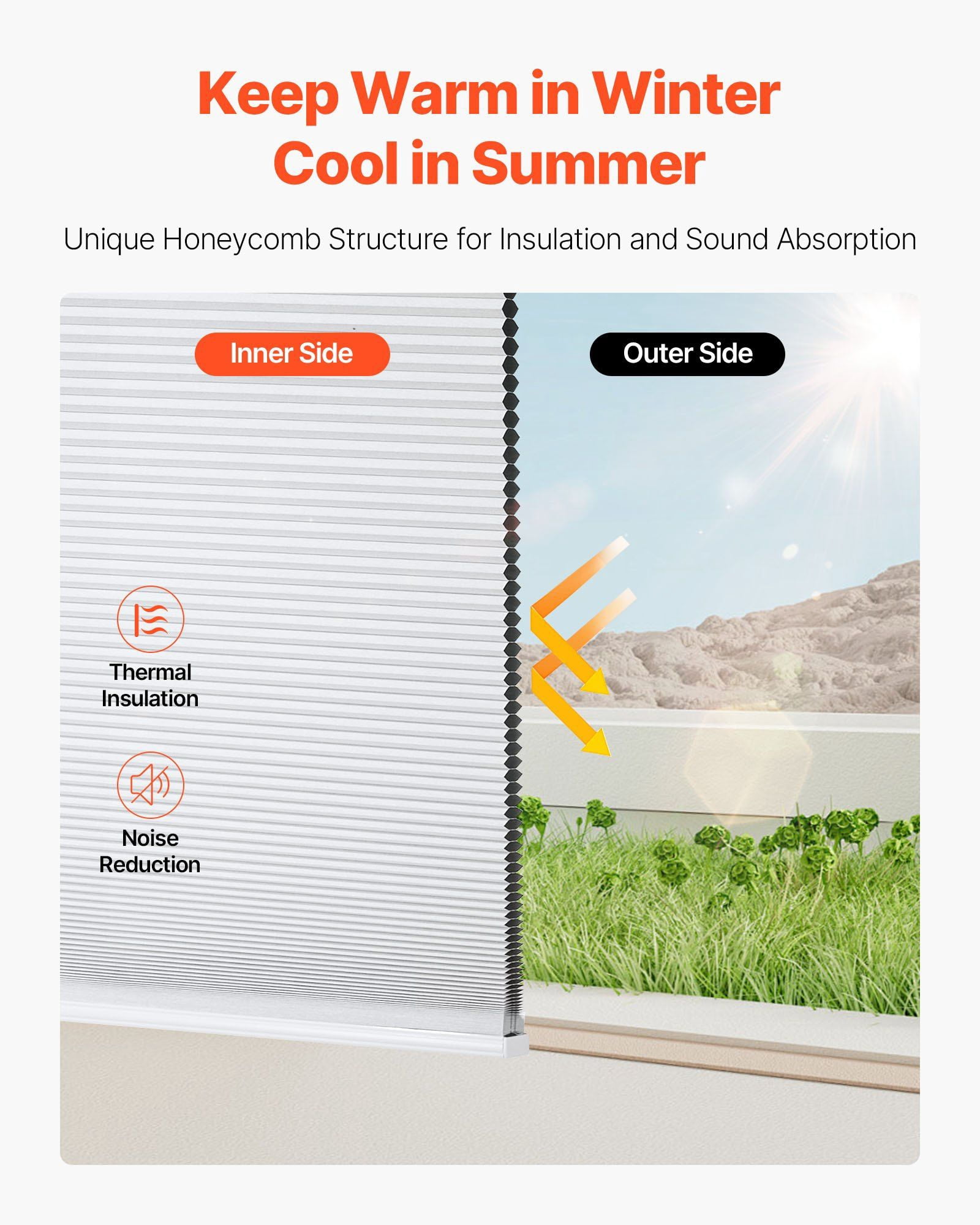 Window Blinds Cellular Shades 1 Inch Cordless, Total Blackout Light Filtering Privacy Honeycomb Shades for Living Room Bedroom