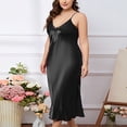 thumbnail image 6 of Lovskoo 2024 Women's Plus Size Nightgown Satin Lace Sleepwear V-Neck Chemise Full Slip Nightshirt Spaghetti Strap Sleepwear Black 3XL, 6 of 9