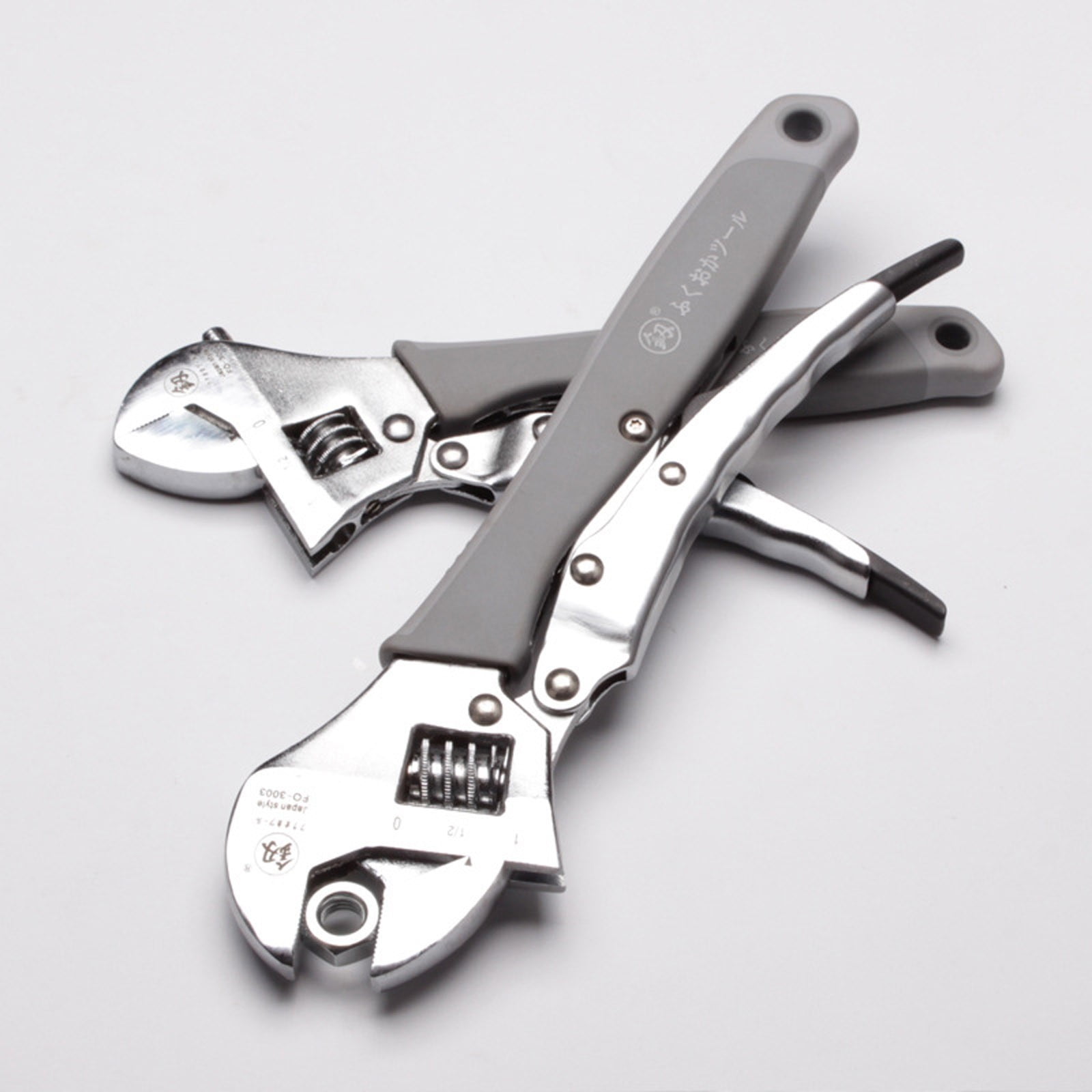 Qonioi Strong Locking Adjustable Wrench, Heavy-Duty Tool Steel Press-Lock Wrench, 8 Inch Adjustable Jaw Spanner for Screws Nuts Home Repair Automotive