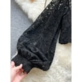 thumbnail image 4 of ZOELNIC Women's Sheer Lace Blouse with Tie Back & Lantern Sleeves, Long Sleeve Crop Top, 4 of 6