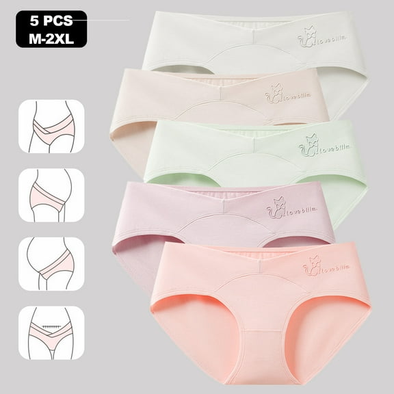 5 Pack Womens Cotton Maternity Underwear,Healthy Maternity Pregnancy Panties Postpartum Mother Under Bump Underwear