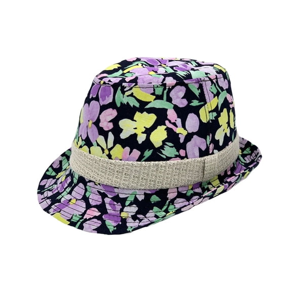 WITHMOONS Flower Pattern Fedora Hat Short Brim Sun Hat Classic Trilby LD61517 (Purple)