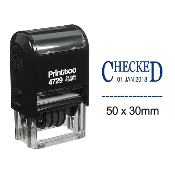 Printtoo Office Stationery With Checked Text Date Self Inking Dater Rubber Stamp-Blue