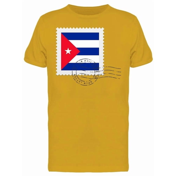 Cuba Flag Postage Graphic Tee Men's -Image by Shutterstock